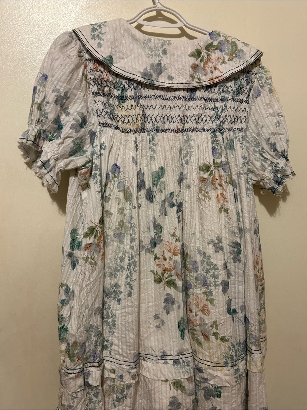 NWOT Anthropologie Pilcro White Floral Babydoll Mini Dress Peter Collar Sz M - Picture 2 of 11